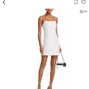Aqua White Square-Neck Mini Dress with Spaghetti Straps